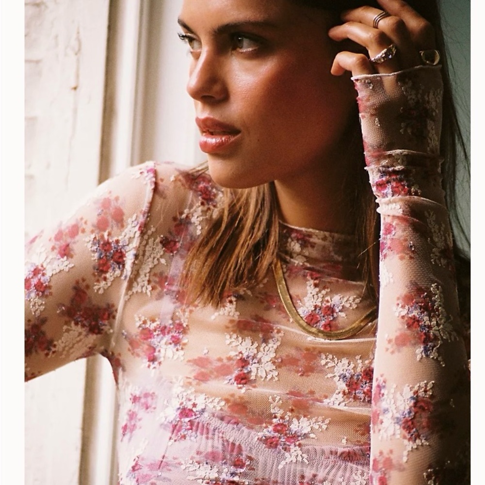 Free People Lady Lux Printed Layering Top